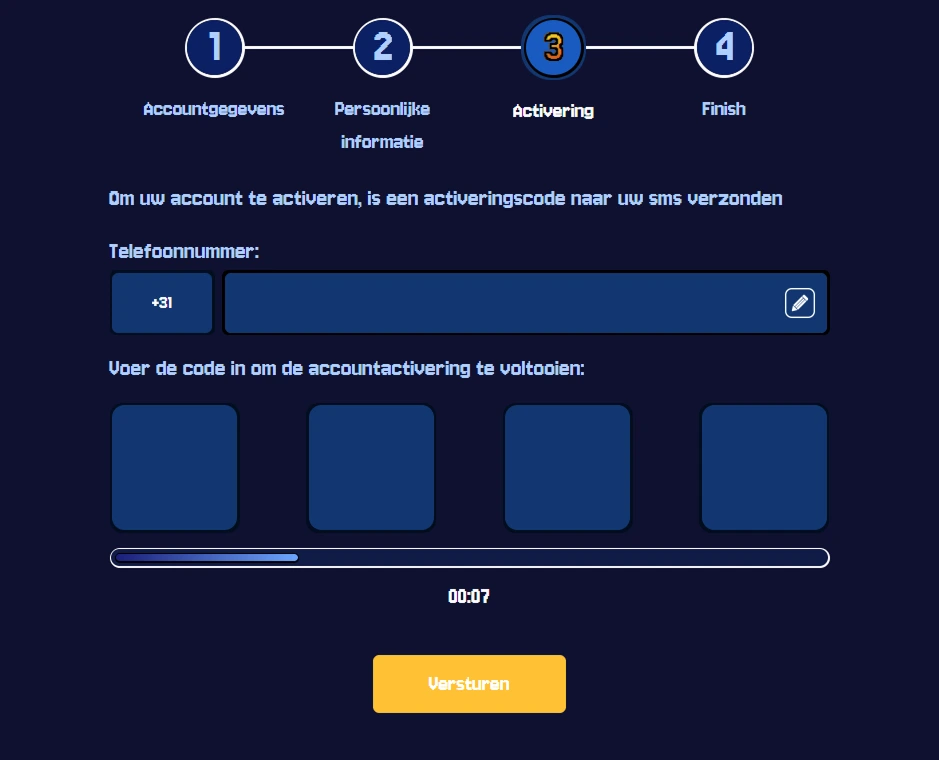 Accountactivatie: voer activeringscode in voor BetBuffoon Casino